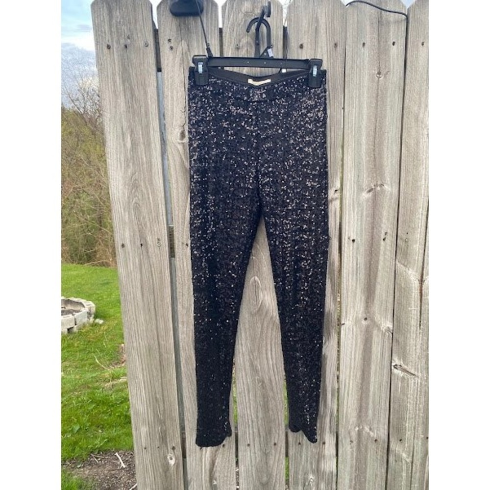 Arden B Womens Black Sequin‎ Leggings Slim Fit Sparkly Party Pants Small